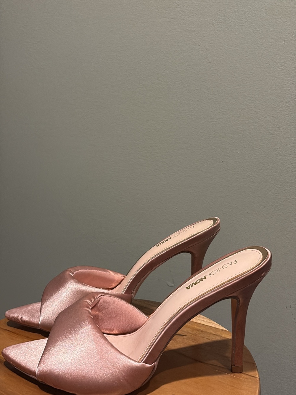 Fashion Nova Rose Pink Satin Knot Stiletto Mules